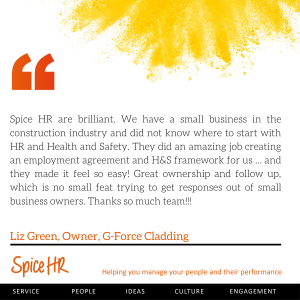 Spice HR are brilliant. We have a small business in the construction industry and did not know where to start